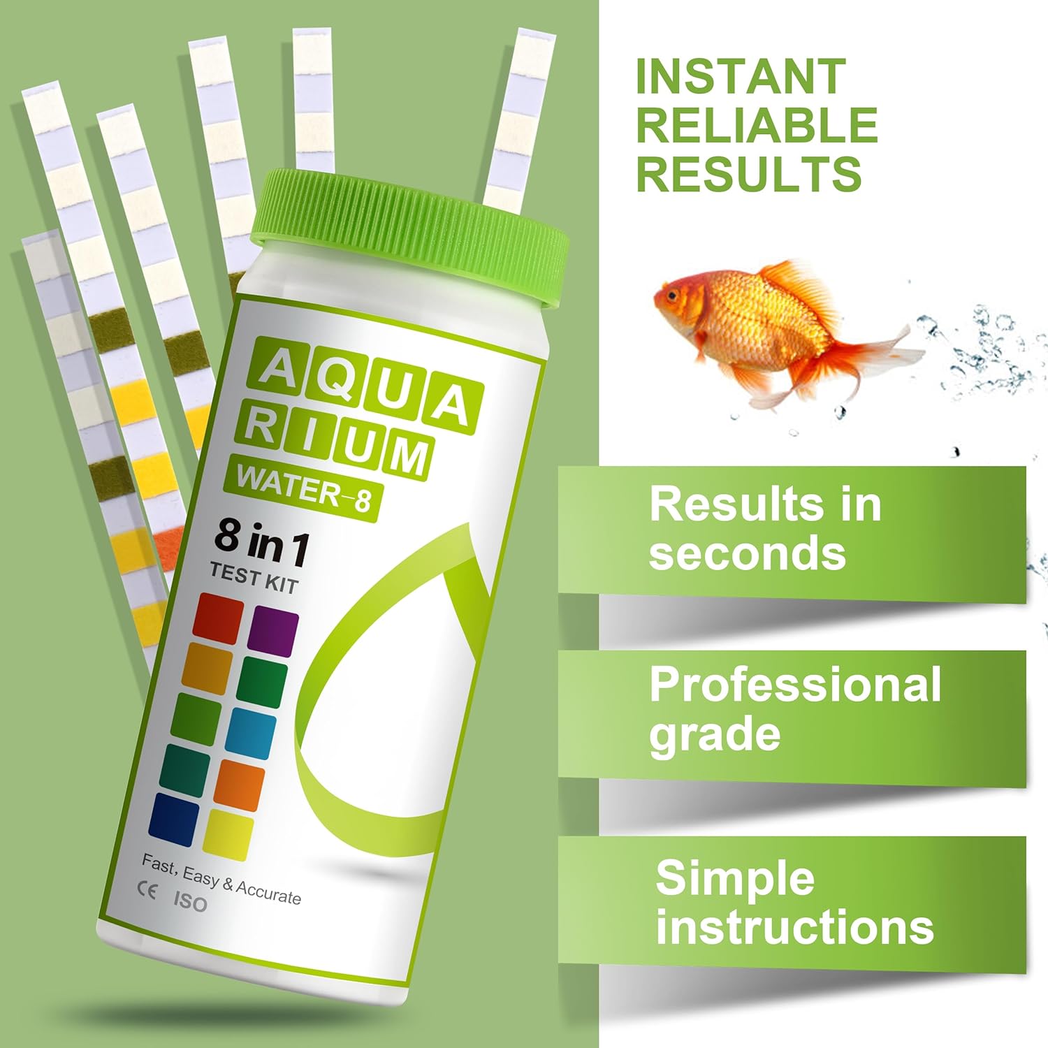 8 in 1 Aquarium Test Kit 150 Strips for Freshwater Saltwater Qui