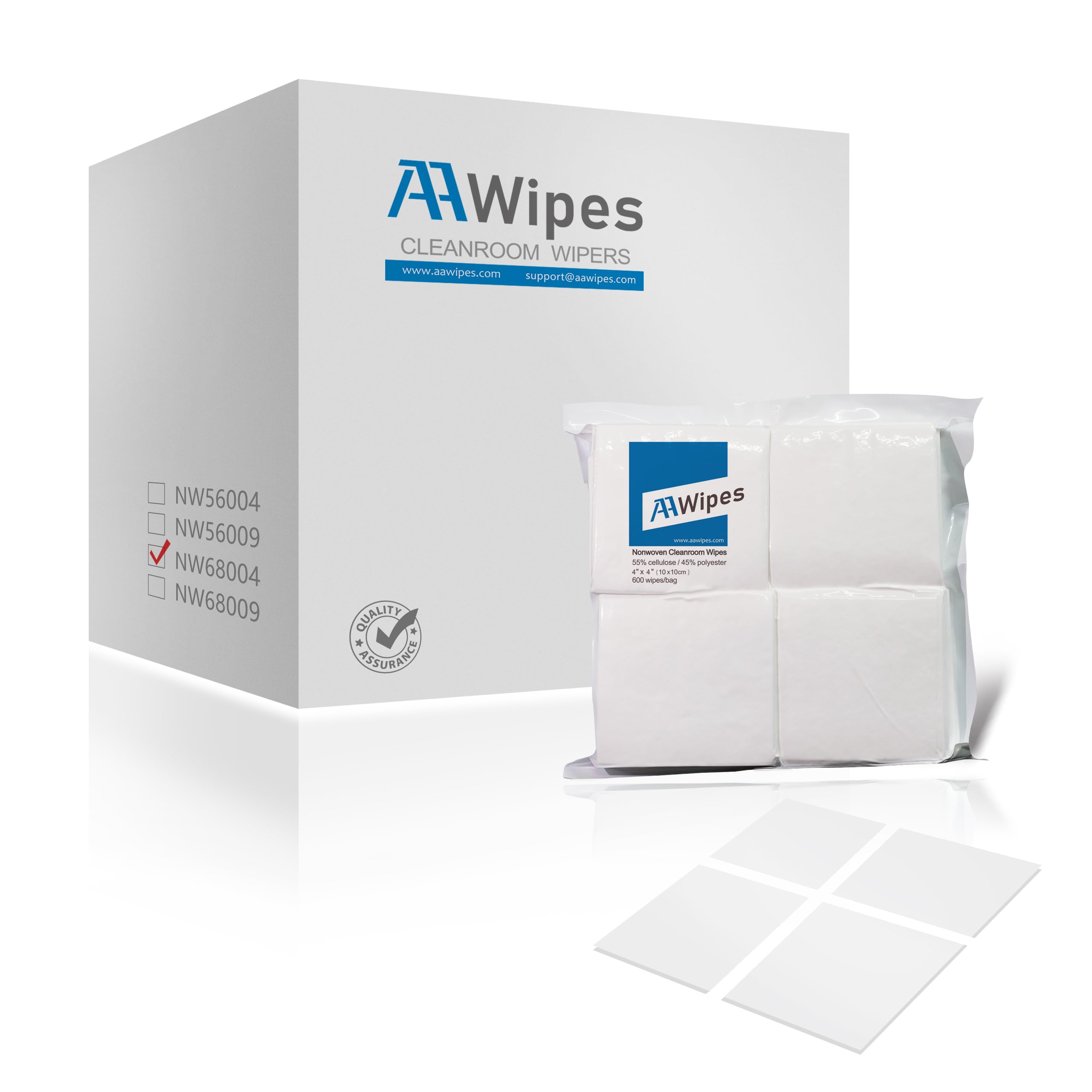 Nonwoven Wipes, Cellulose/Polyester Blend, 4" x 4" (Starting at 1 Box 16,800 Wipes per 28 Bags) (No. NW06804)