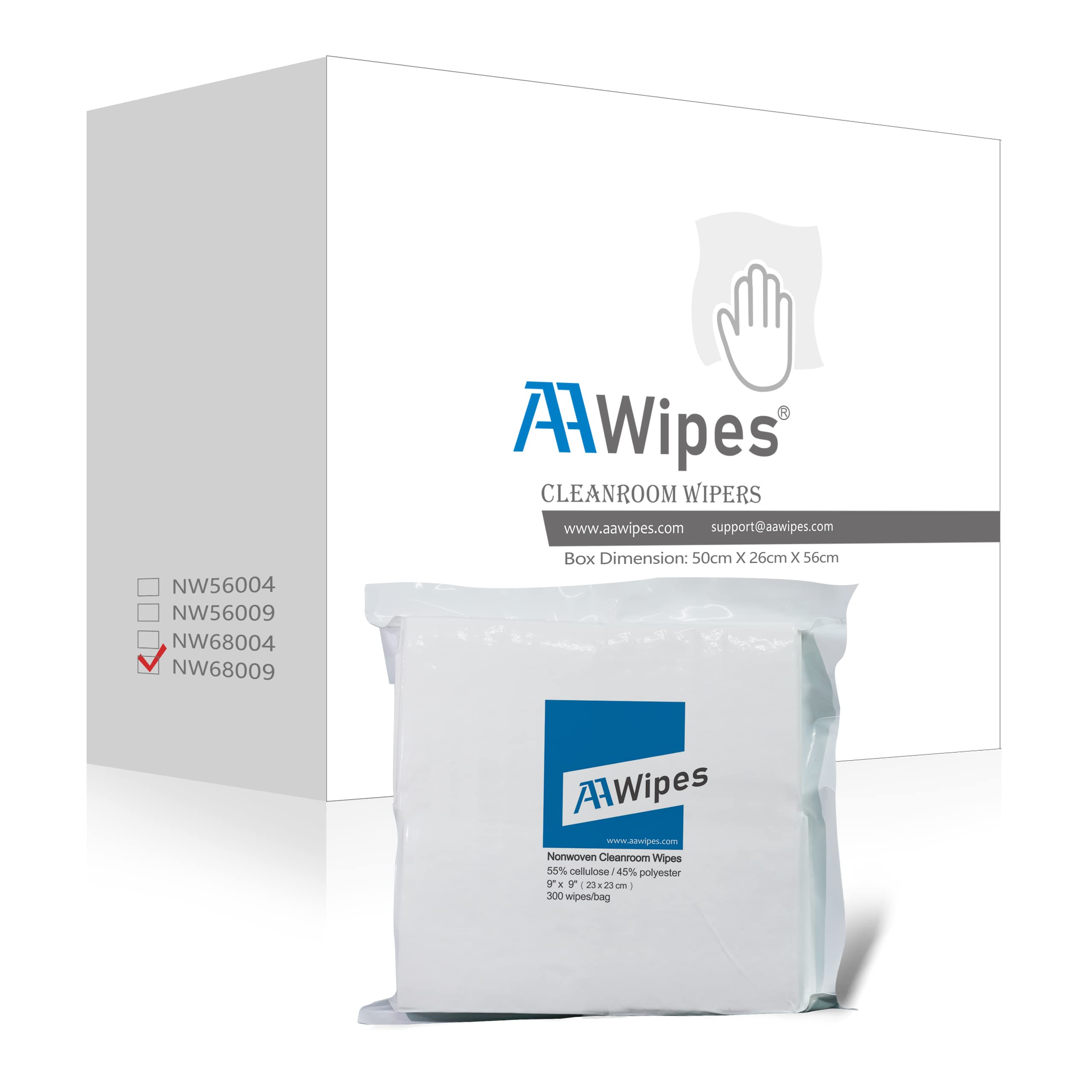 Nonwoven Wipes, Cellulose/Polyester Blend, 9" x 9" (Starting at 1 Box 4,200 Wipes per 14 Bags) (No. NW06809) (Note. New Package 1 Box Contains 14 Bags Not 12 Bags)