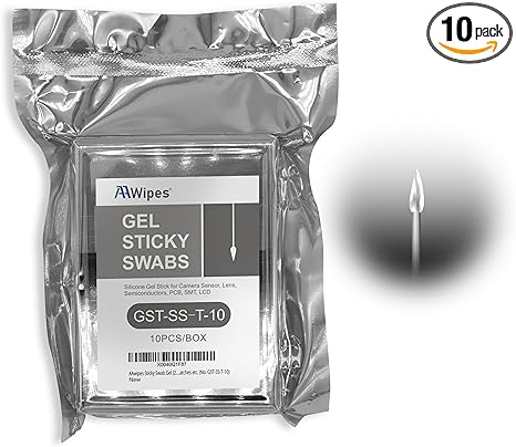 AAwipes Sticky Swab Gel (2.0 mm/0.08 inch Tipped Head, 100 Swabs Transparent) Sticky Pen Silicone Gel Stick for Camera Sensors, LCD, Semiconductors, PCB, SMT & Watches etc. (No. GST-SS-T-100)