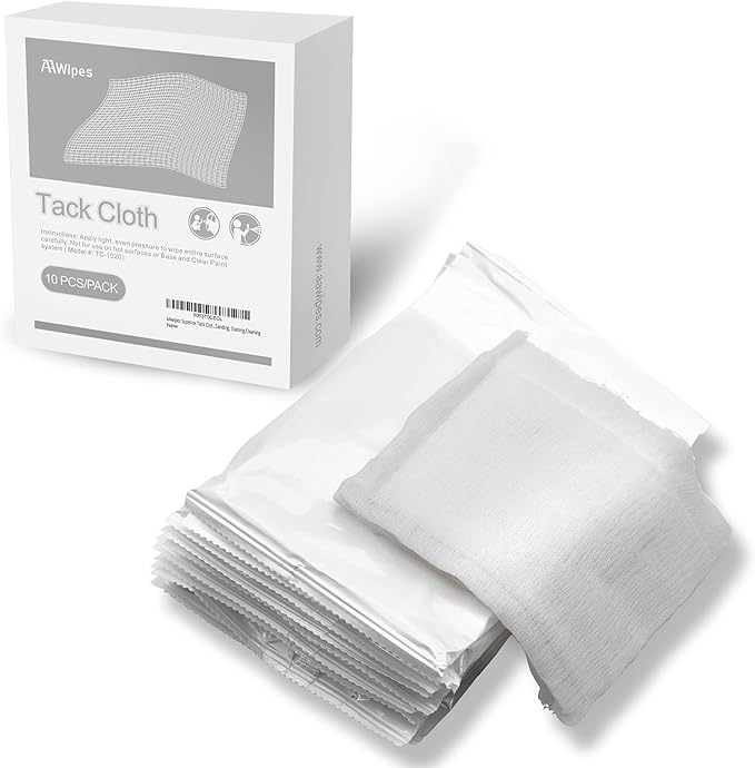 AAwipes Tack Cloths (100-Pack 100% Cotton Rags, White, 18" X 36") Professional Grade Remove Dust, Clean Surfaces for Woodworking, Painting, Automotive, Metal, Sanding, Buffing (TC100W-100)