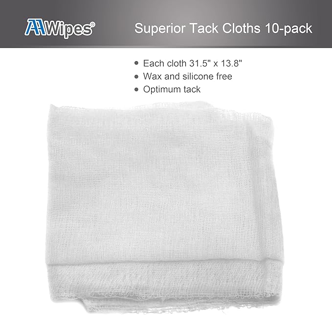 AAwipes Superior Tack Cloths 100-pack: Individually wrapped, large (18" x 36" ), tear-resistant, White-colored soft cotton mesh cloths for efficient dust and particle removal. Set of Tack cloth for sanding – suitable for all finishes