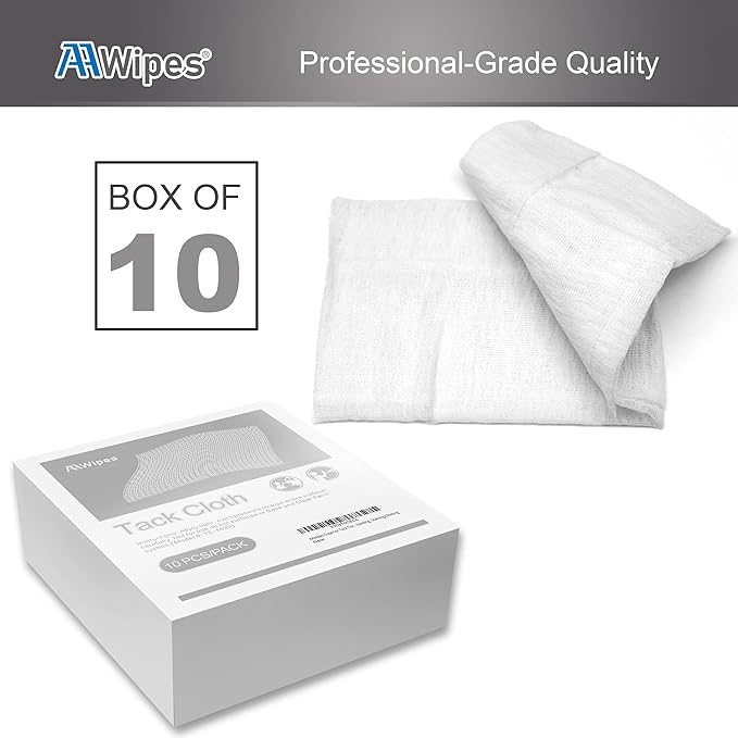 AAwipes Tack Cloths (100-Pack 100% Cotton Rags, White, 18" X 36") Professional Grade Remove Dust, Clean Surfaces for Woodworking, Painting, Automotive, Metal, Sanding, Buffing (TC100W-100)
