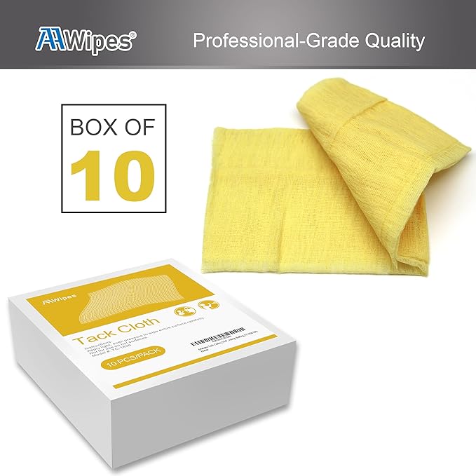 AAwipes Tack Cloths (100-Pack 100% Cotton Rags, Light Yellow, 18" X 36") Professional Grade Remove Dust, Clean Surfaces for Woodworking, Painting, Automotive, Metal, Sanding, Buffing (TC1836100Y-100)