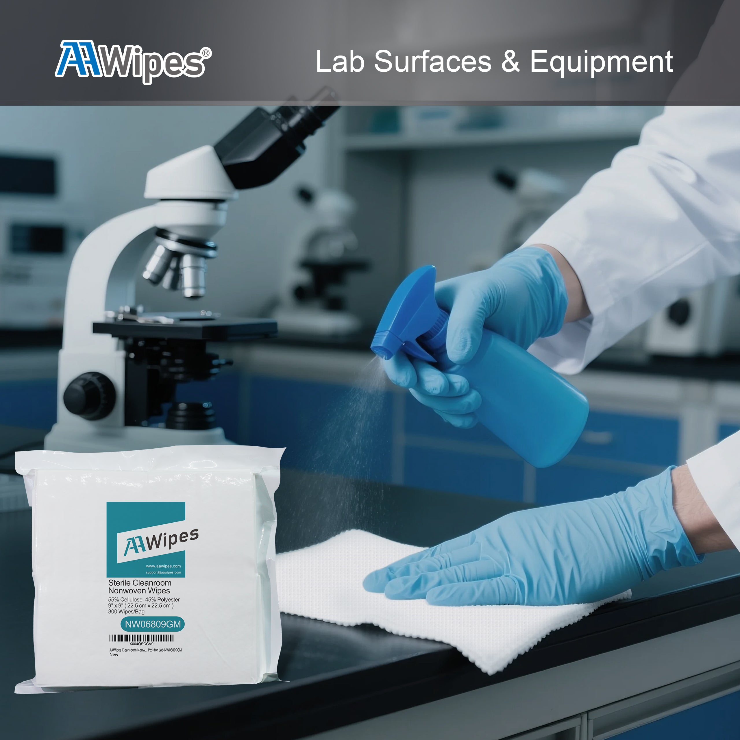Sterile Cellulose-Polyester Wipes | SAL 10⁻⁶ Cleanroom Supplies