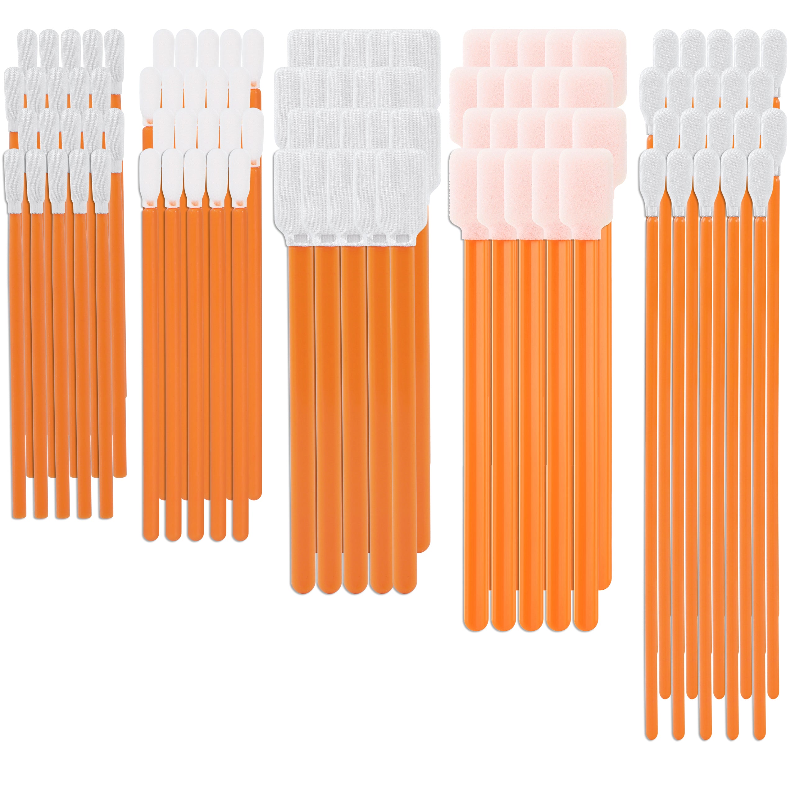 Mixed Microfiber and Foam Swab Sticks (5 Types, Total 1,000 Packs) (No. FAC501)