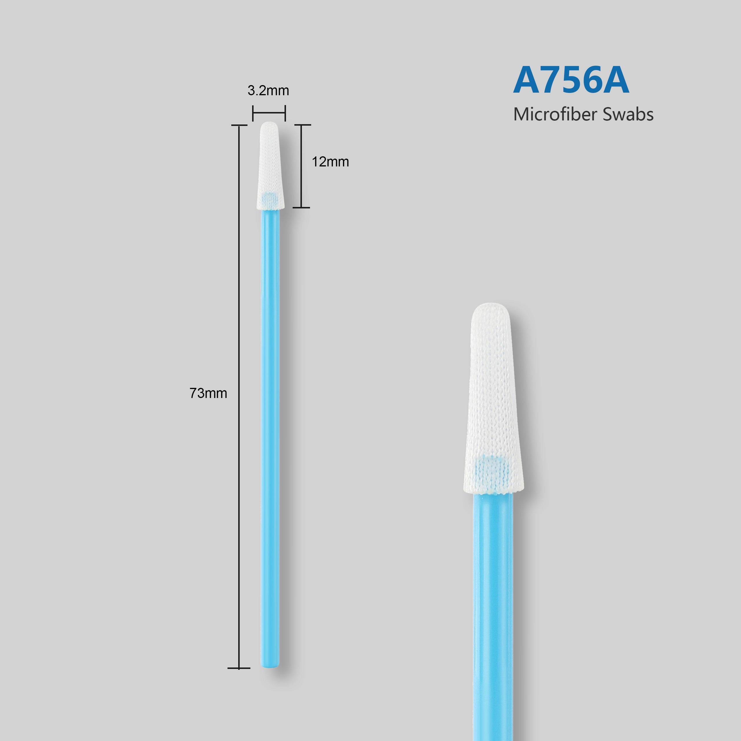 Lint-free Polyester Swabs (1,000 pcs, 3.2mm Head Width Spear Shape Pointed Tips, Blue) (No. A756A)